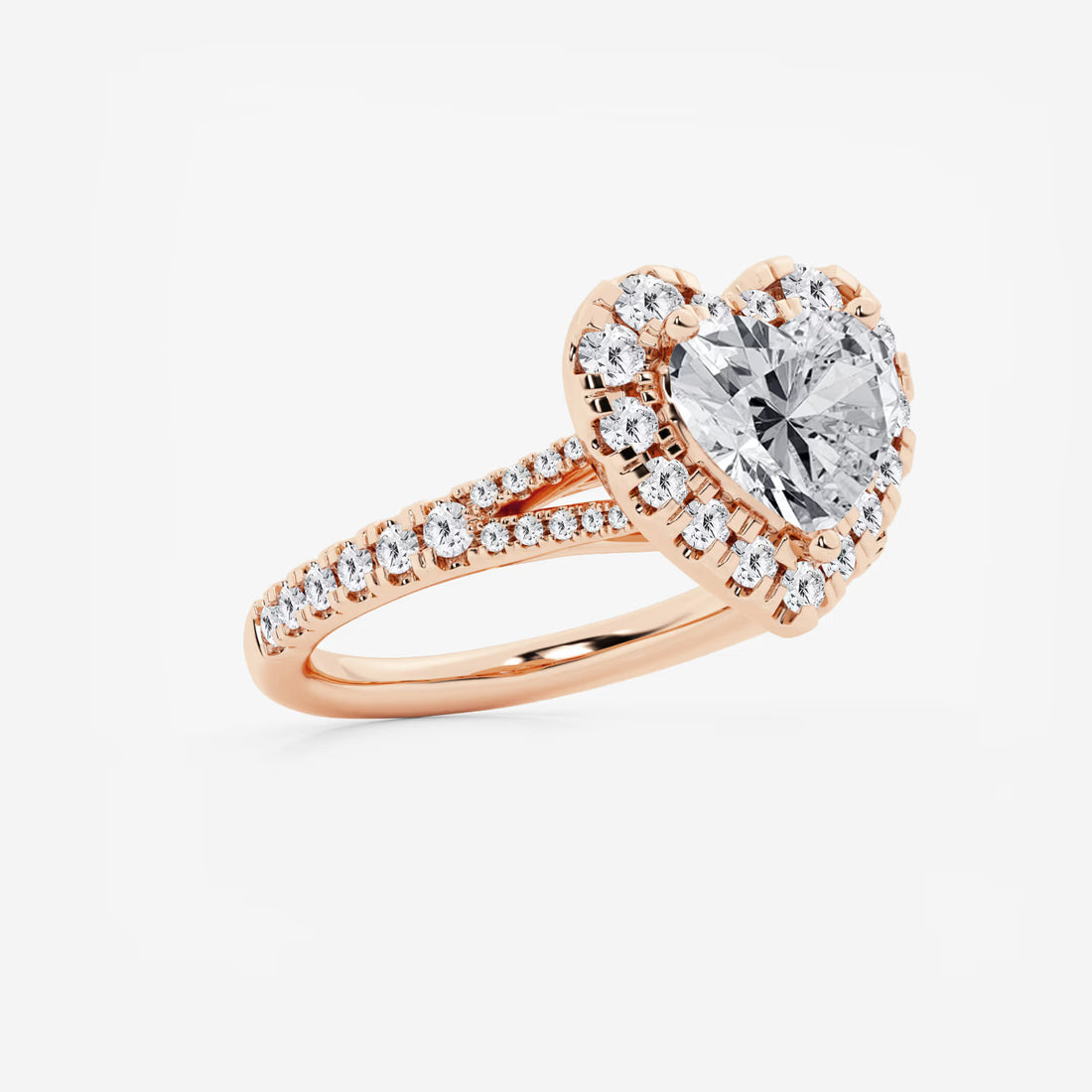 Amorette Halo Heart Cut Lab-Grown Diamond Split Shank Engagement Ring