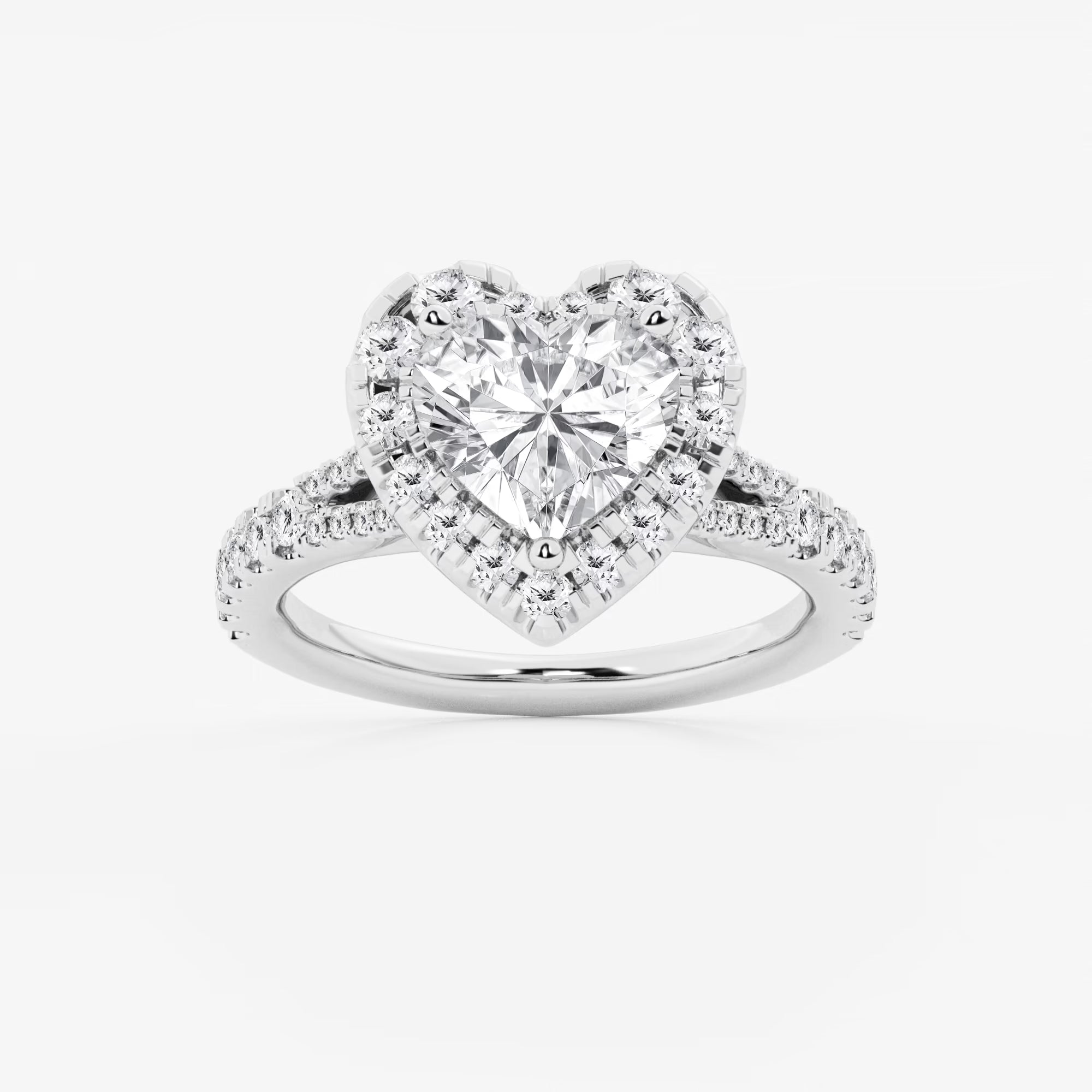 Amorette Halo Heart Cut Lab-Grown Diamond Split Shank Engagement Ring