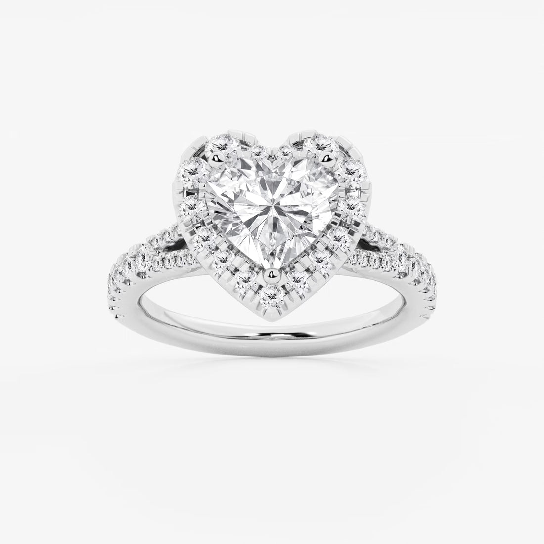 Amorette Halo Heart Cut Lab-Grown Diamond Split Shank Engagement Ring