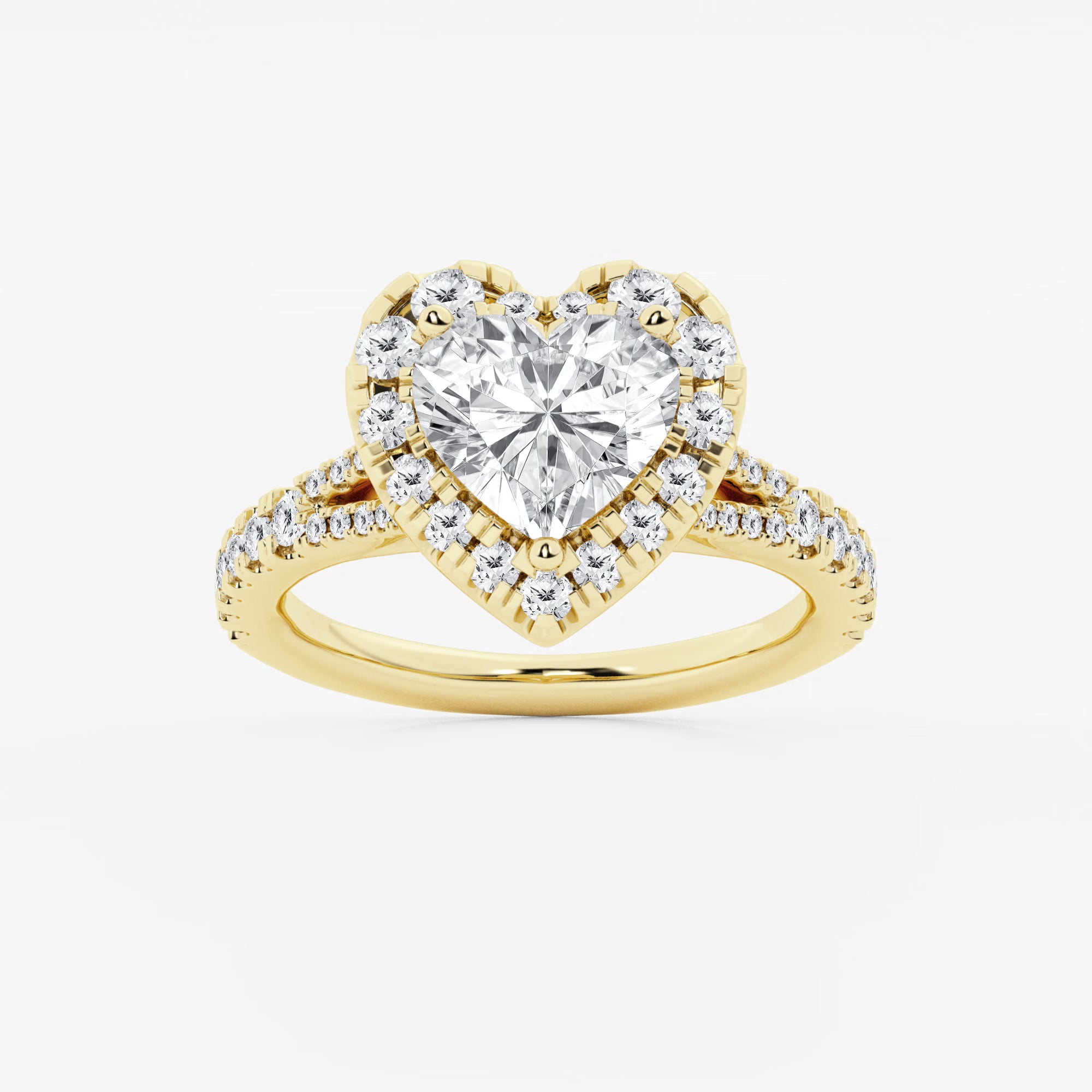 Amorette Halo Heart Cut Lab-Grown Diamond Split Shank Engagement Ring