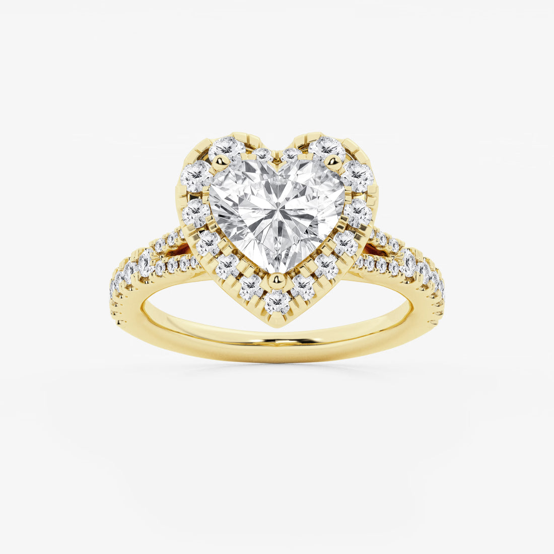 Amorette Halo Heart Cut Lab-Grown Diamond Split Shank Engagement Ring