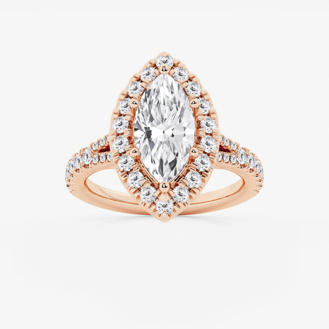 Aurelia Marquise Lab-Grown Diamond Split Shank Halo Engagement Ring