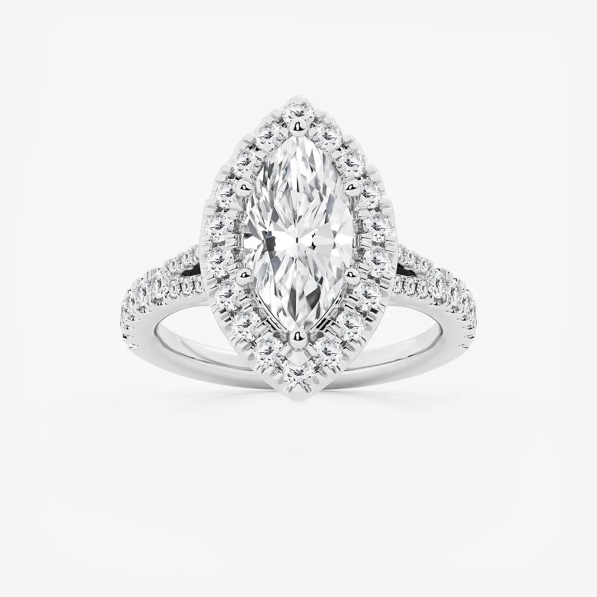 Aurelia Marquise Lab-Grown Diamond Split Shank Halo Engagement Ring