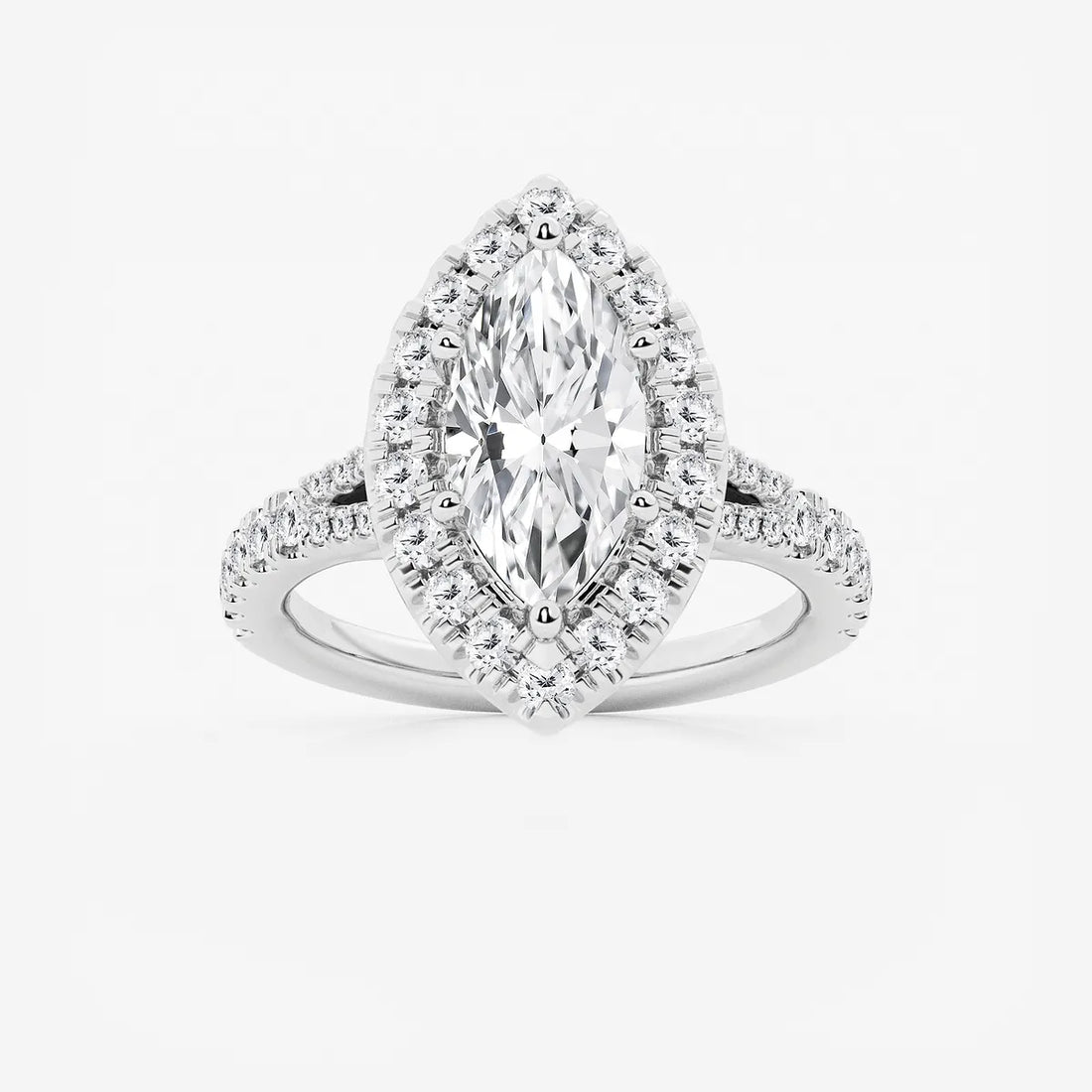 Aurelia Marquise Lab-Grown Diamond Split Shank Halo Engagement Ring
