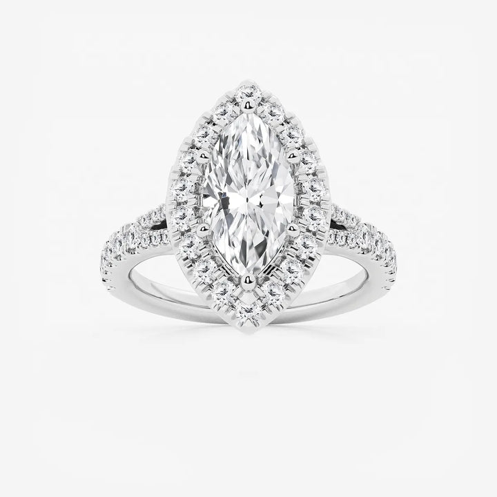Aurelia Marquise Lab-Grown Diamond Split Shank Halo Engagement Ring