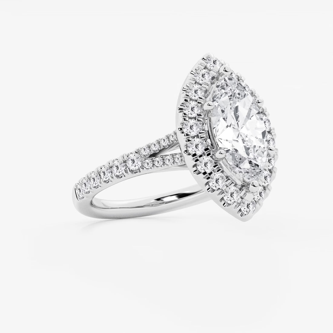 Aurelia Marquise Lab-Grown Diamond Split Shank Halo Engagement Ring