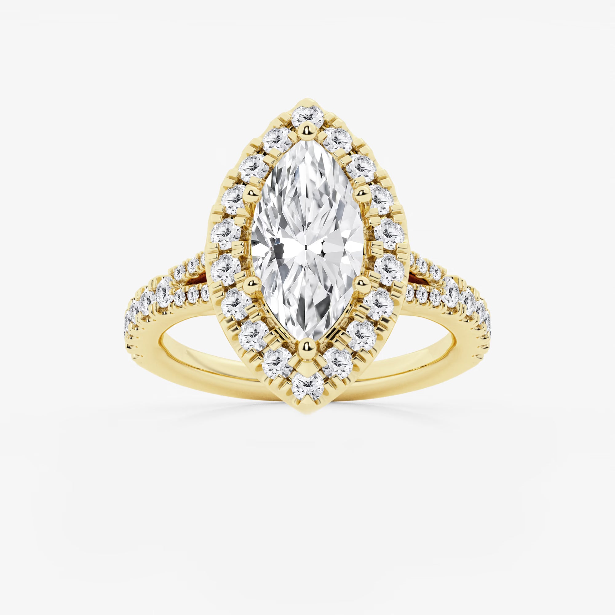 Aurelia Marquise Lab-Grown Diamond Split Shank Halo Engagement Ring