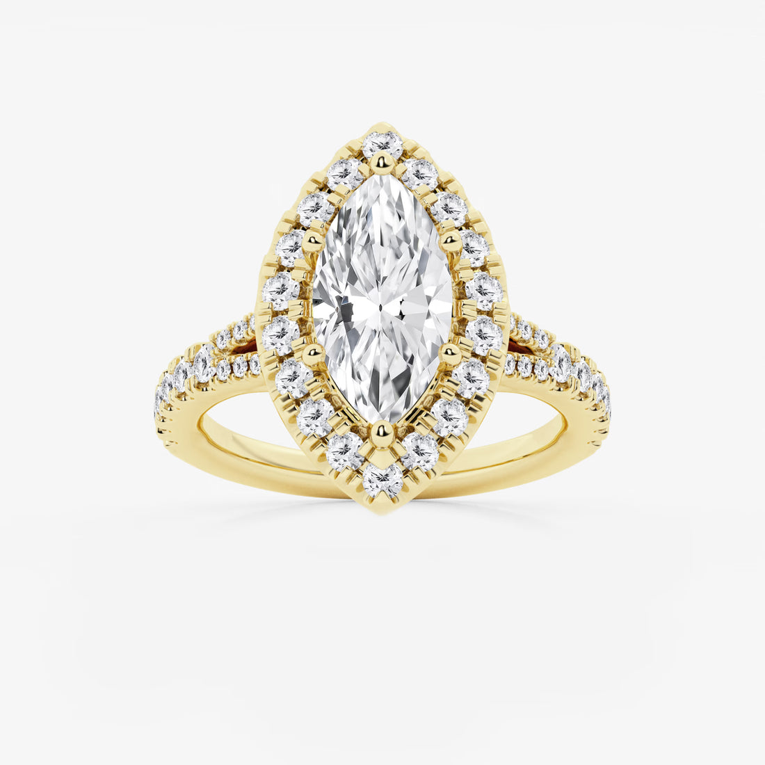 Aurelia Marquise Lab-Grown Diamond Split Shank Halo Engagement Ring