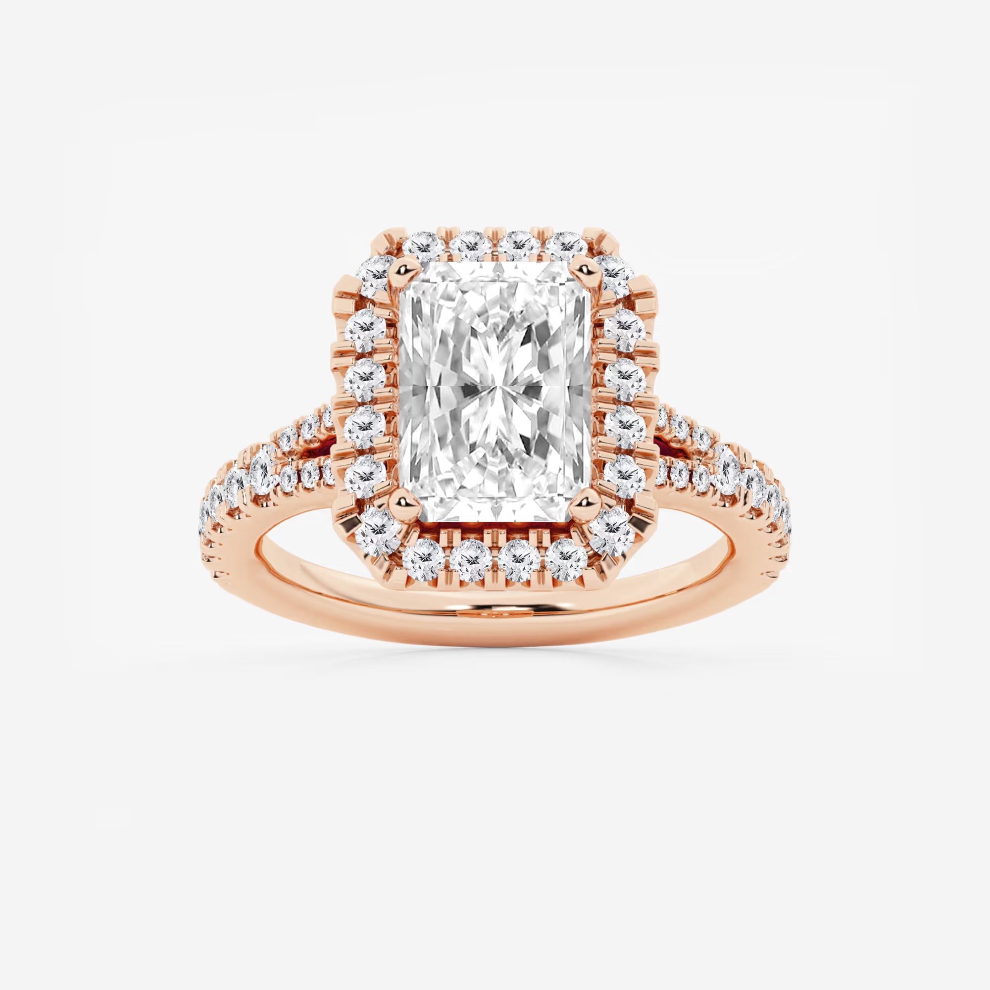 Arlisse Radiant Lab-Grown Diamond Split Shank Halo Engagement Ring