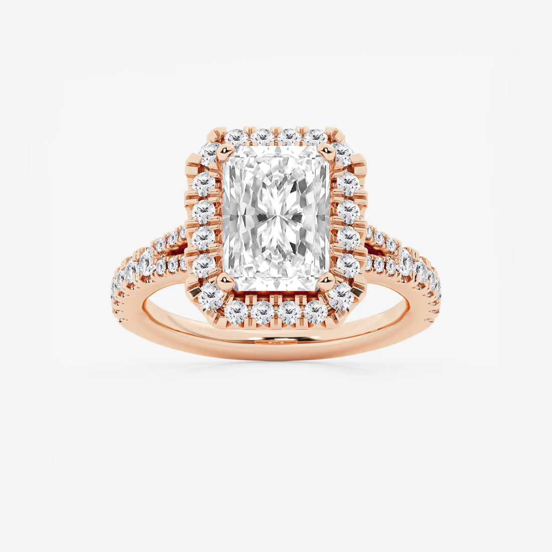 Arlisse Radiant Lab-Grown Diamond Split Shank Halo Engagement Ring