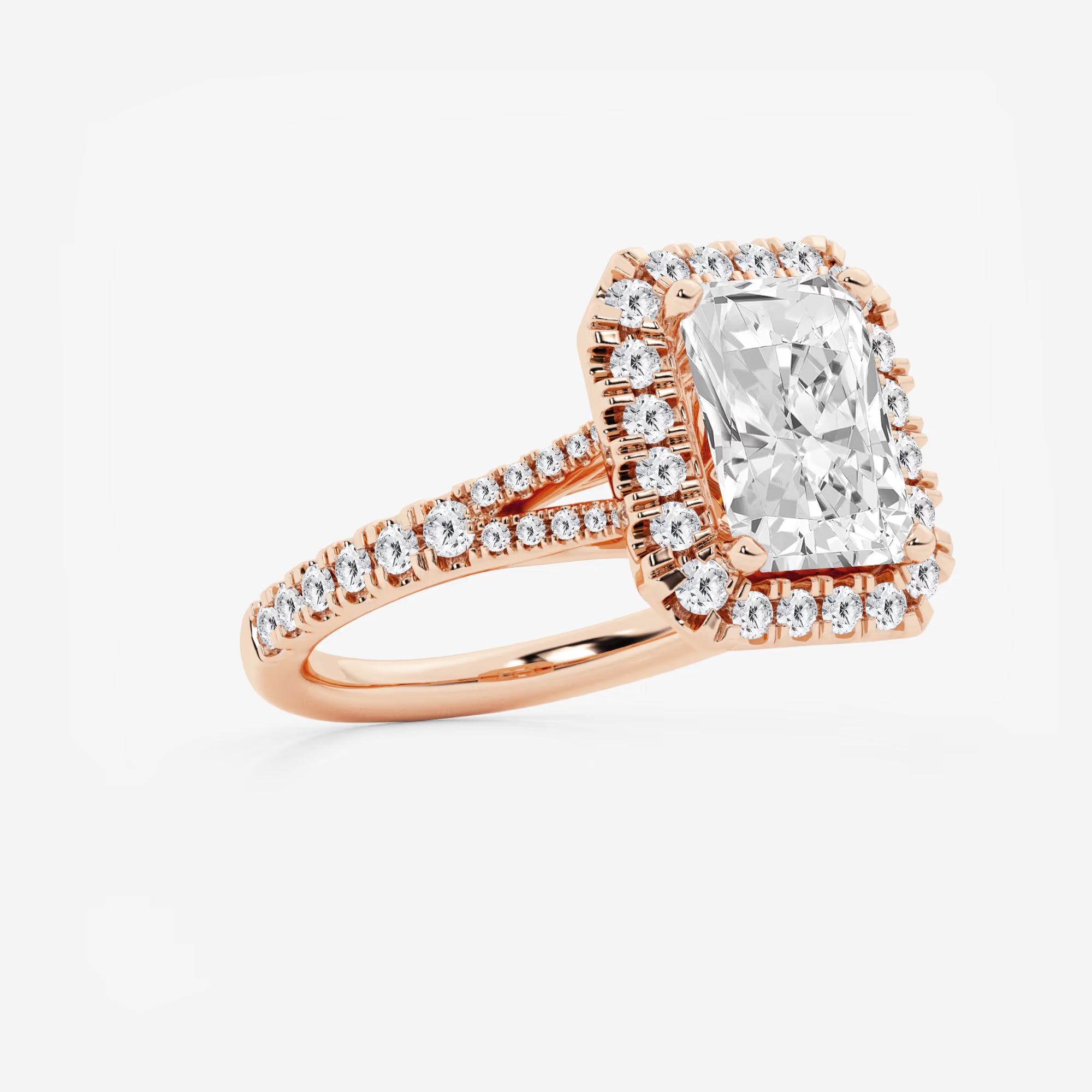 Arlisse Radiant Lab-Grown Diamond Split Shank Halo Engagement Ring