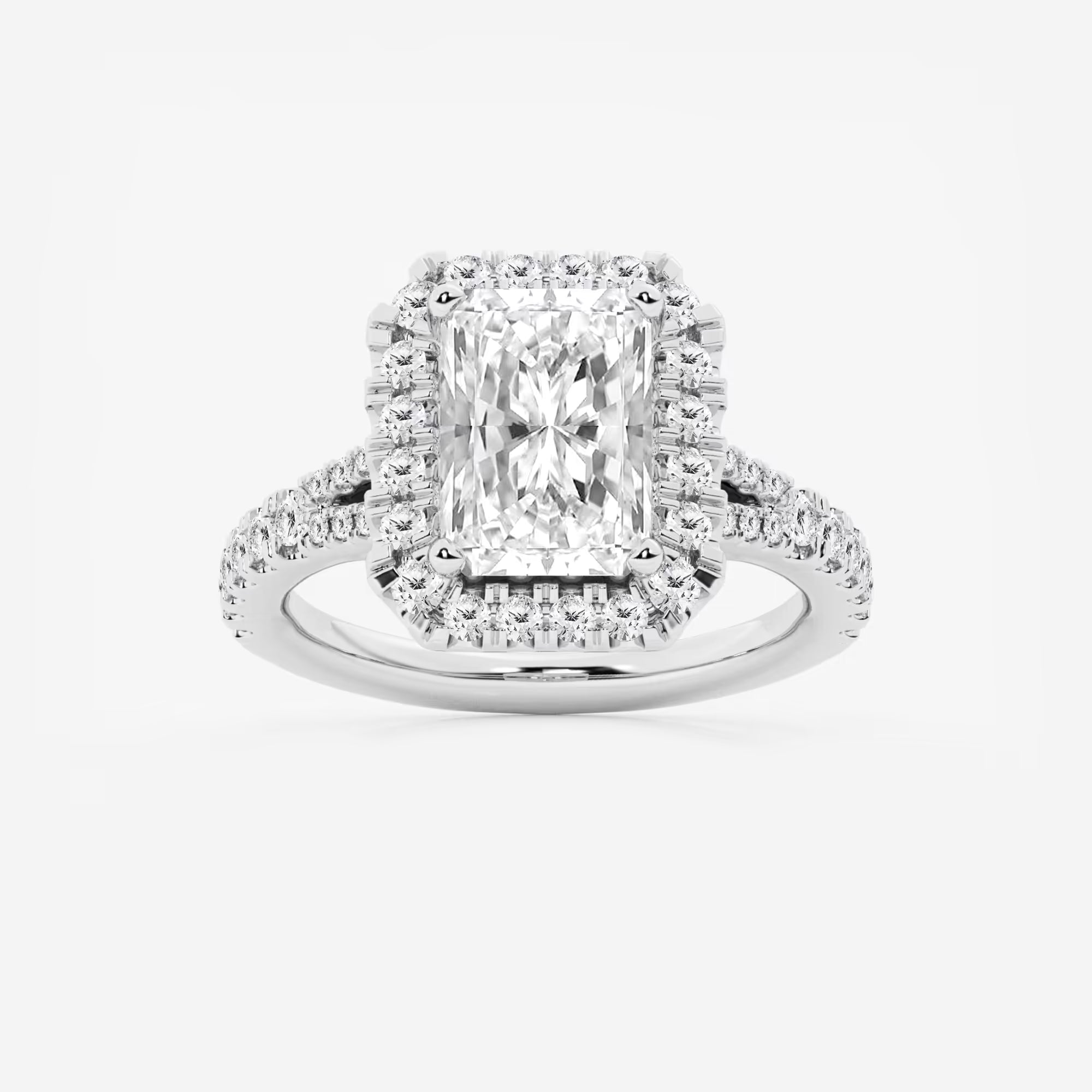 Arlisse Radiant Lab-Grown Diamond Split Shank Halo Engagement Ring