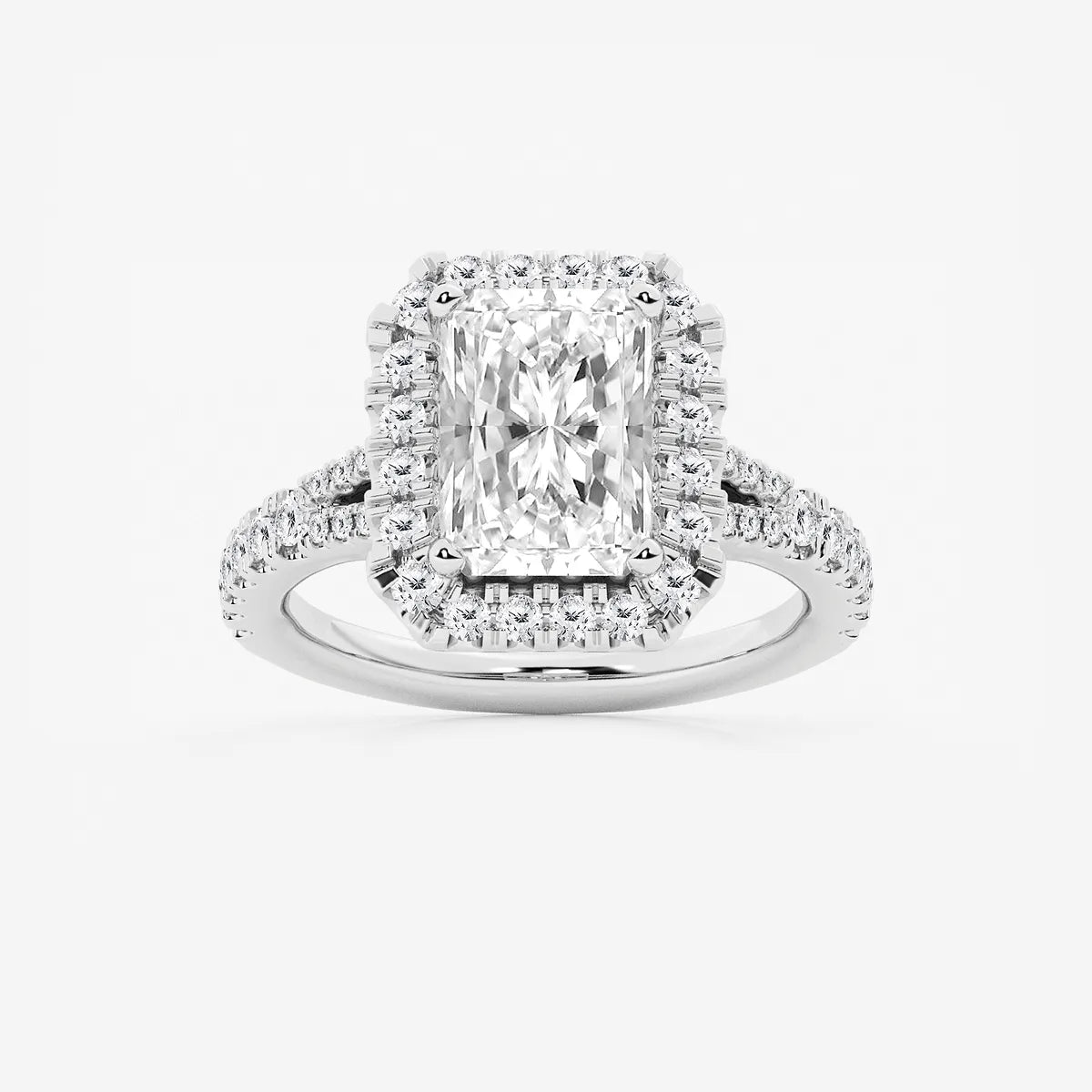 Arlisse Radiant Lab-Grown Diamond Split Shank Halo Engagement Ring