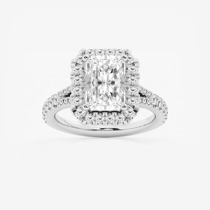 Arlisse Radiant Lab-Grown Diamond Split Shank Halo Engagement Ring