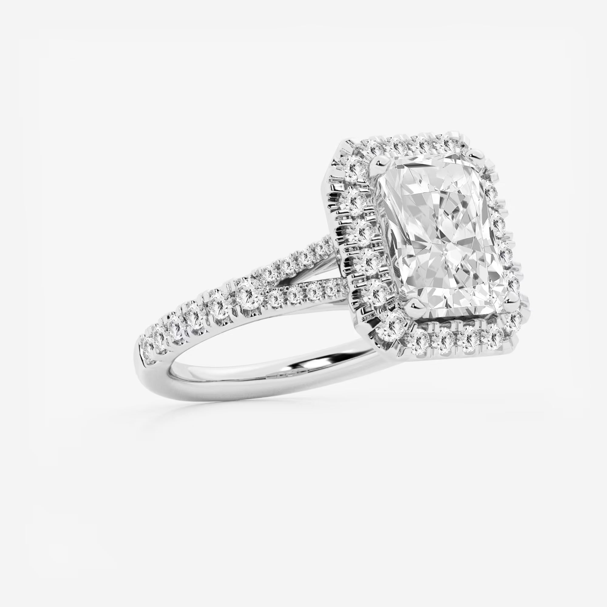 Arlisse Radiant Lab-Grown Diamond Split Shank Halo Engagement Ring