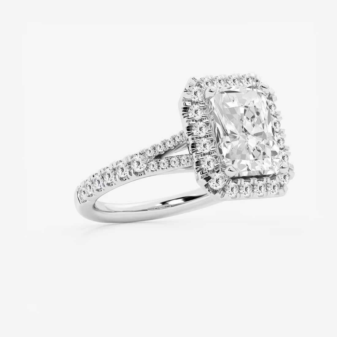 Arlisse Radiant Lab-Grown Diamond Split Shank Halo Engagement Ring