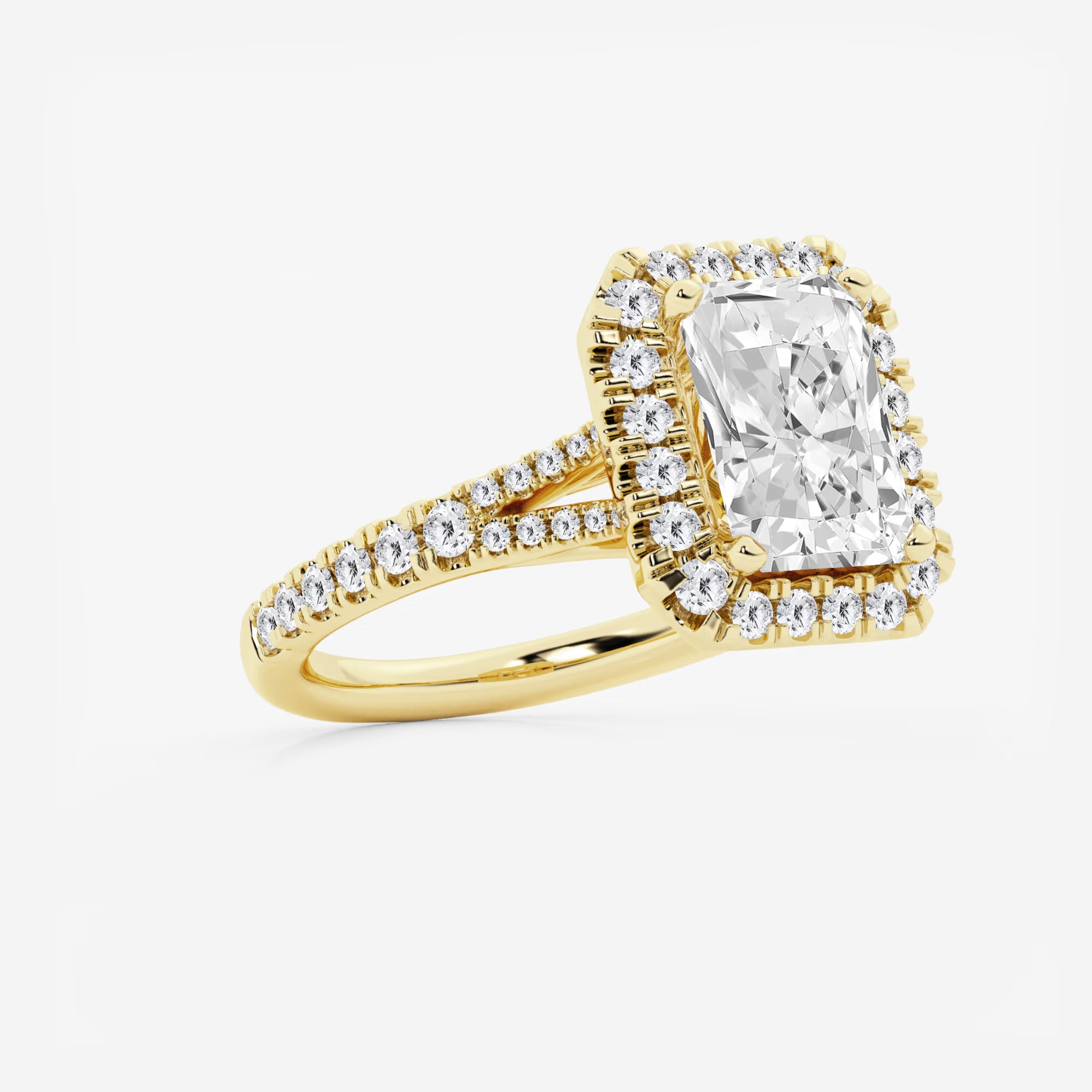 Arlisse Radiant Lab-Grown Diamond Split Shank Halo Engagement Ring