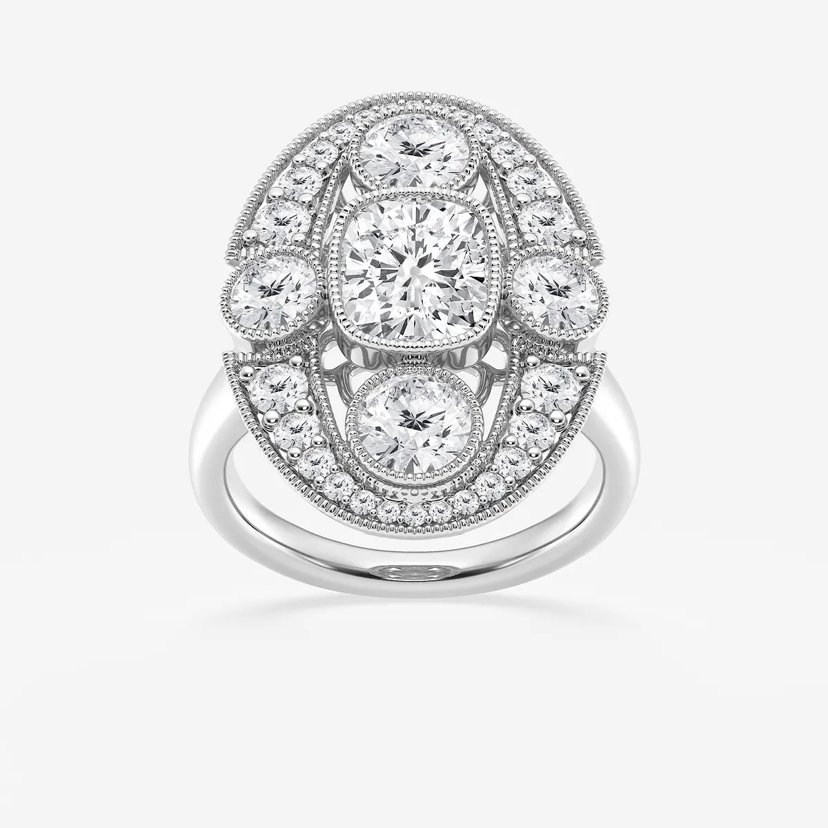 Aurielle Vintage-Inspired Cushion Lab-Grown Diamond Bezel Engagement Ring