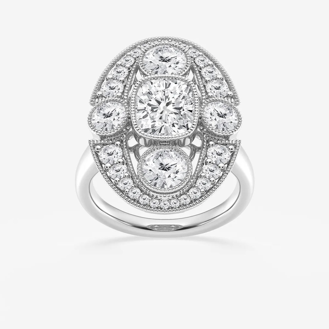 Aurielle Vintage-Inspired Cushion Lab-Grown Diamond Bezel Engagement Ring