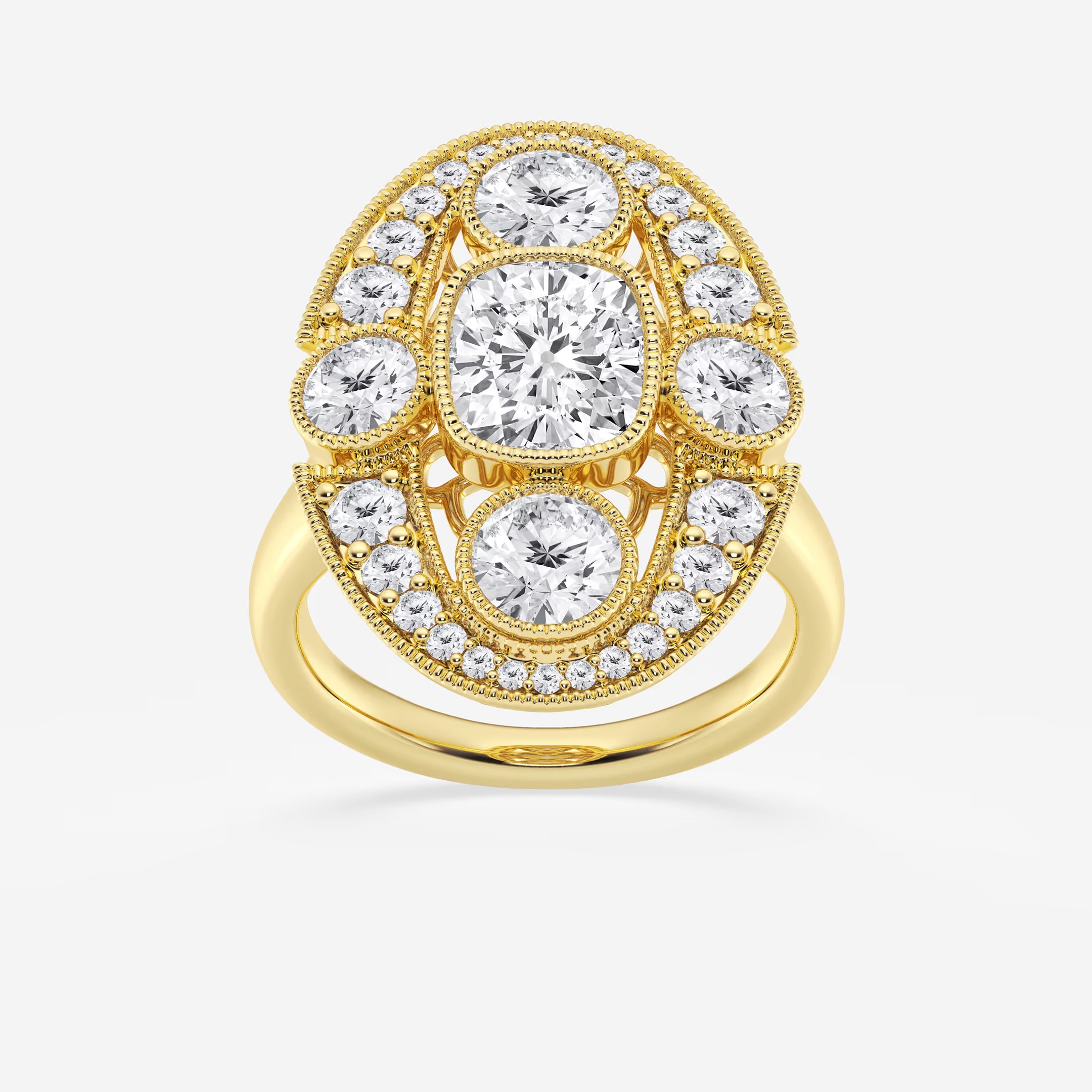 Aurielle Vintage-Inspired Cushion Lab-Grown Diamond Bezel Engagement Ring