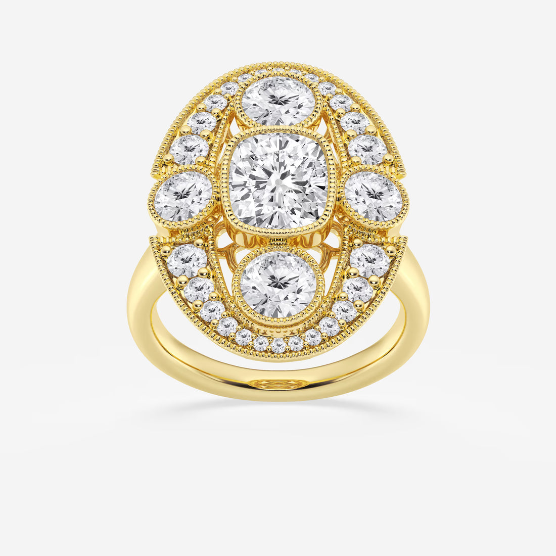 Aurielle Vintage-Inspired Cushion Lab-Grown Diamond Bezel Engagement Ring
