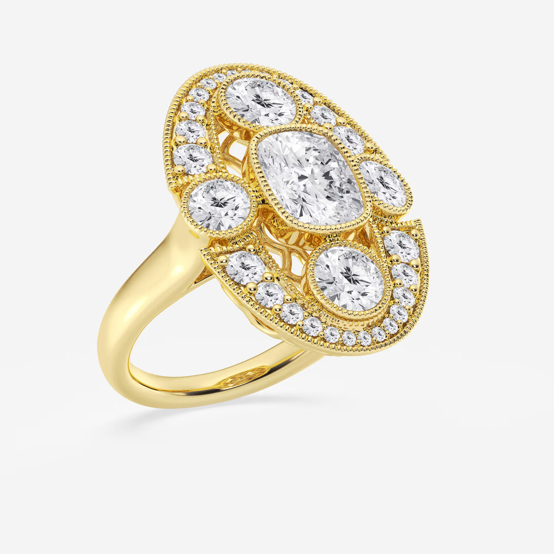 Aurielle Vintage-Inspired Cushion Lab-Grown Diamond Bezel Engagement Ring