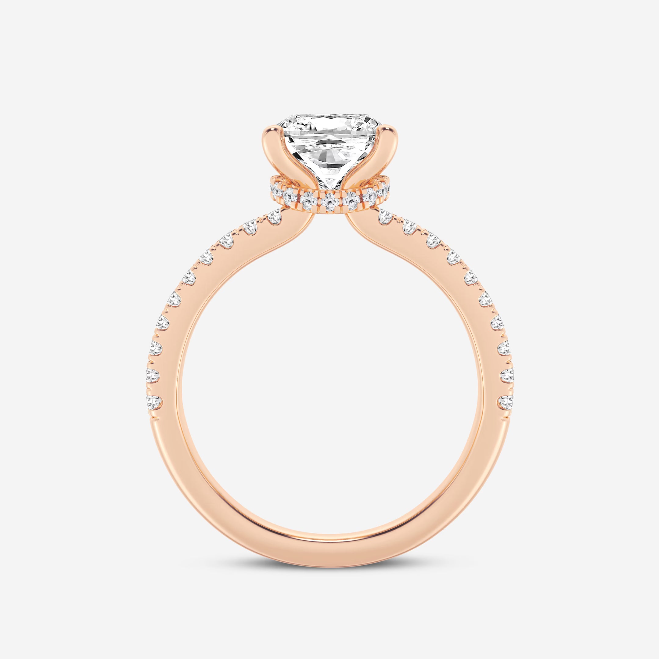 Heirloom Hidden Halo Cushion Lab-Grown Diamond Split Shank Engagement Ring