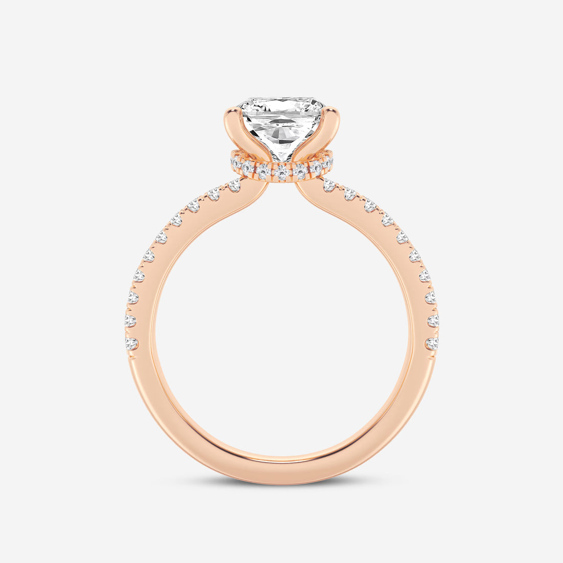 Heirloom Hidden Halo Cushion Lab-Grown Diamond Split Shank Engagement Ring