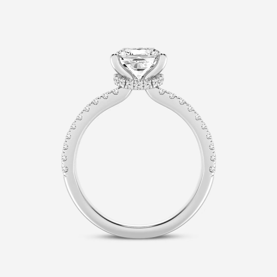 Heirloom Hidden Halo Cushion Lab-Grown Diamond Split Shank Engagement Ring