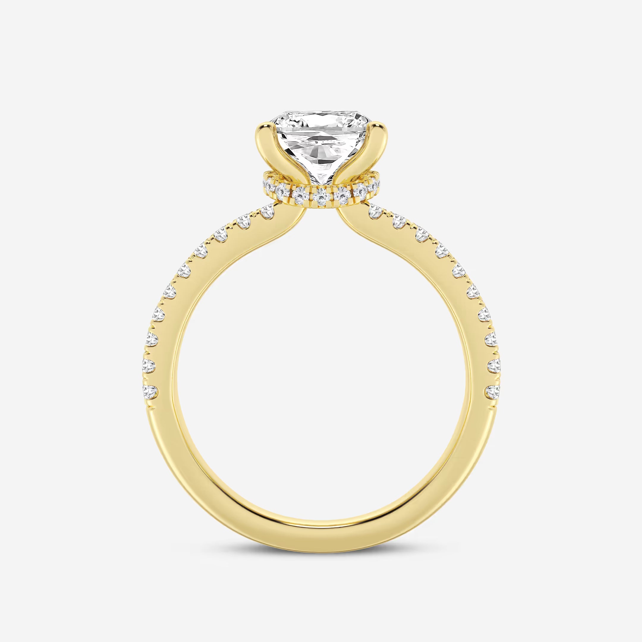 Heirloom Hidden Halo Cushion Lab-Grown Diamond Split Shank Engagement Ring
