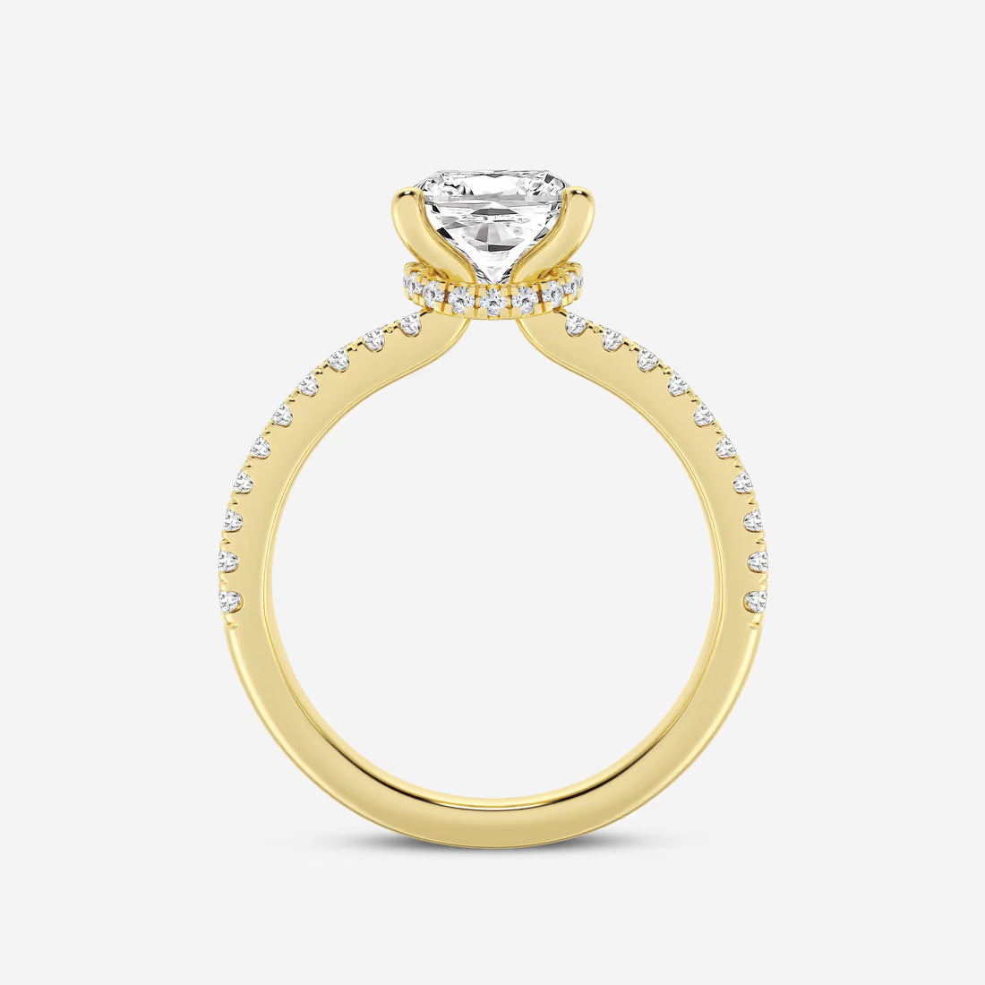 Heirloom Hidden Halo Cushion Lab-Grown Diamond Split Shank Engagement Ring