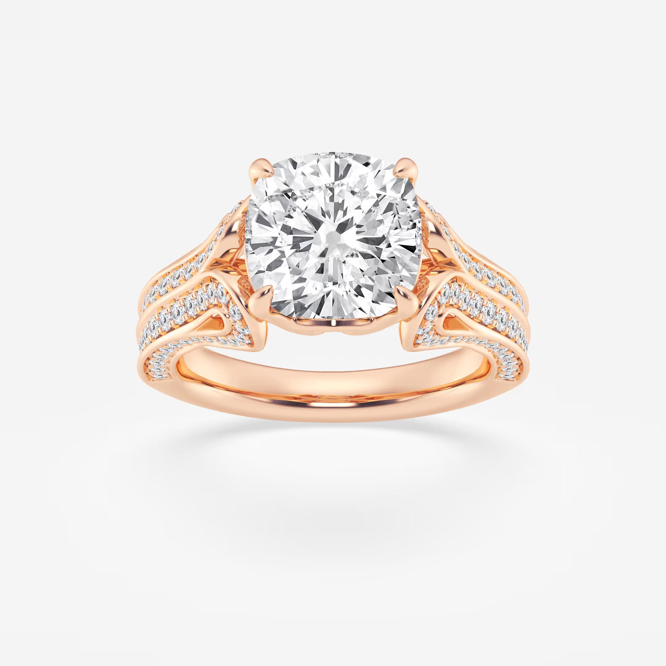 Antheia Cushion Lab-Grown Old Mine Cut Milgrain Floral Shank Engagement Ring