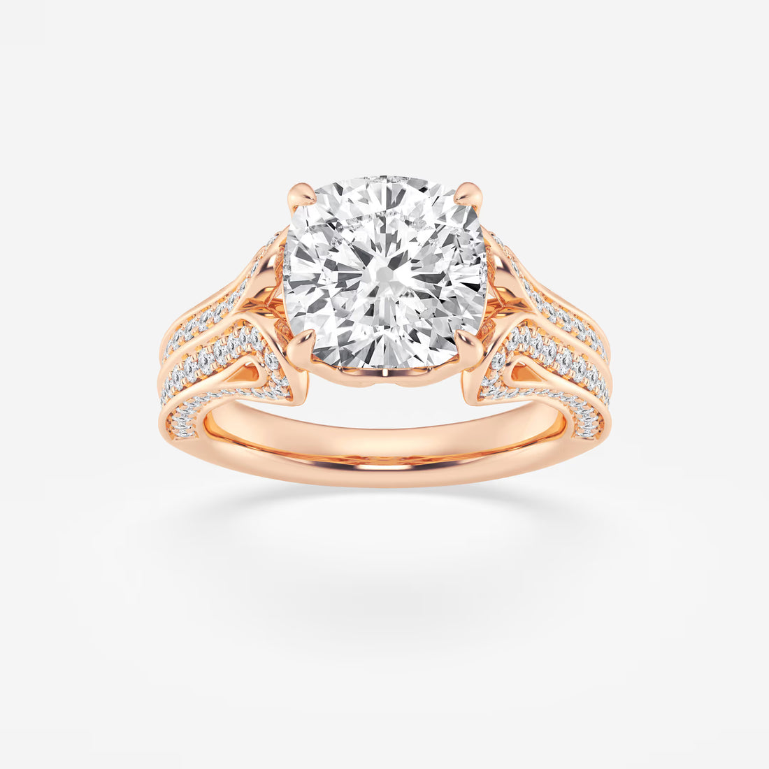 Antheia Cushion Lab-Grown Old Mine Cut Milgrain Floral Shank Engagement Ring