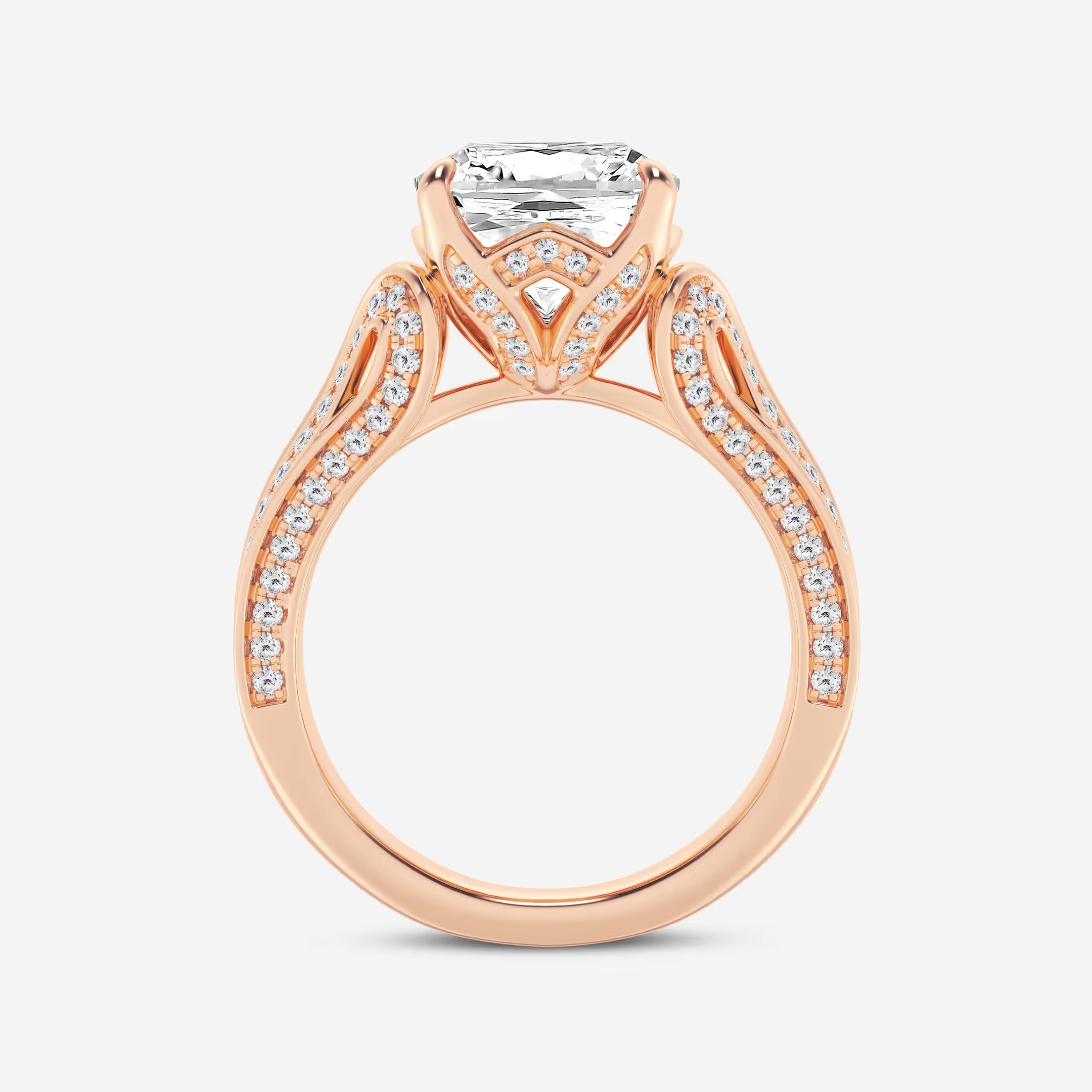 Antheia Cushion Lab-Grown Old Mine Cut Milgrain Floral Shank Engagement Ring