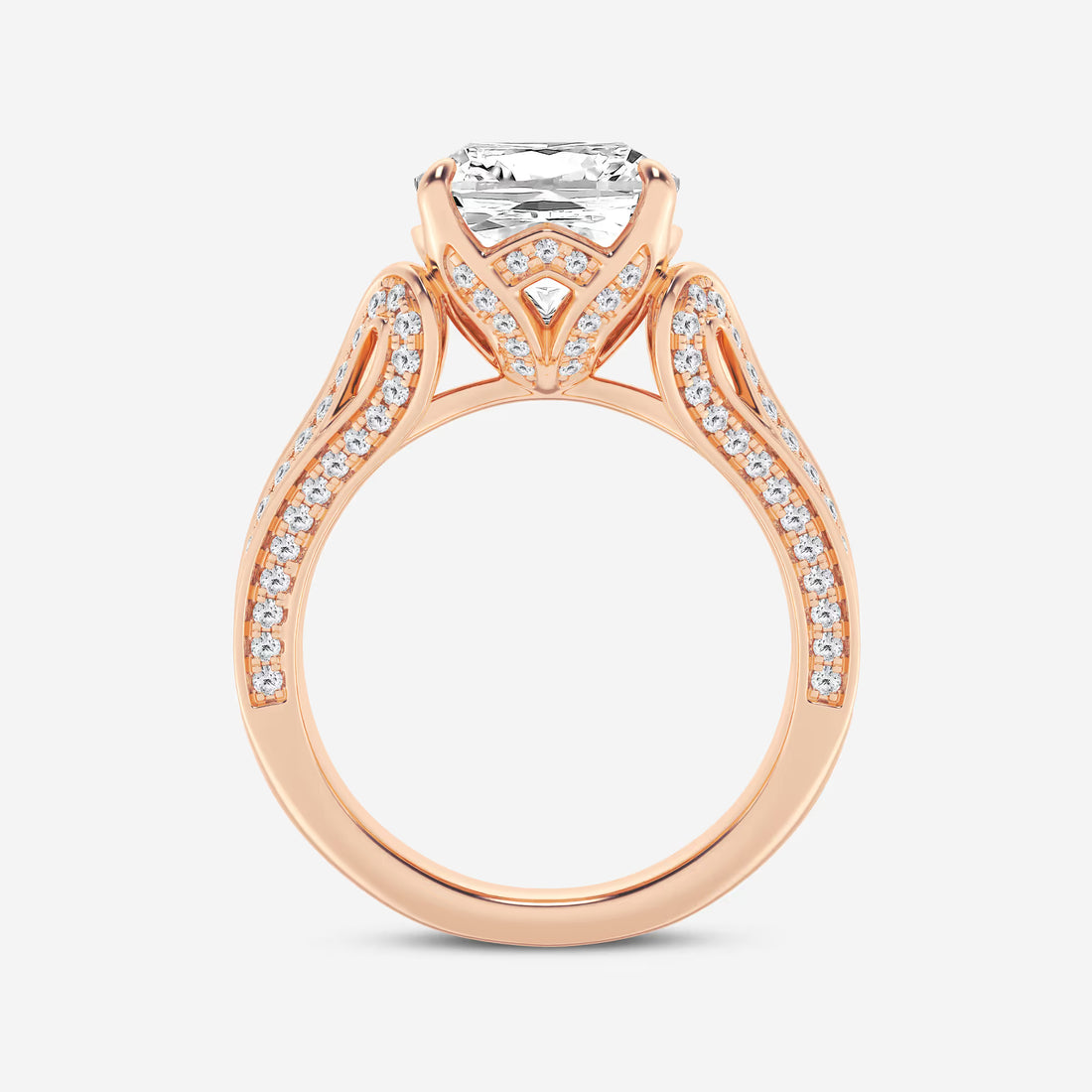 Antheia Cushion Lab-Grown Old Mine Cut Milgrain Floral Shank Engagement Ring