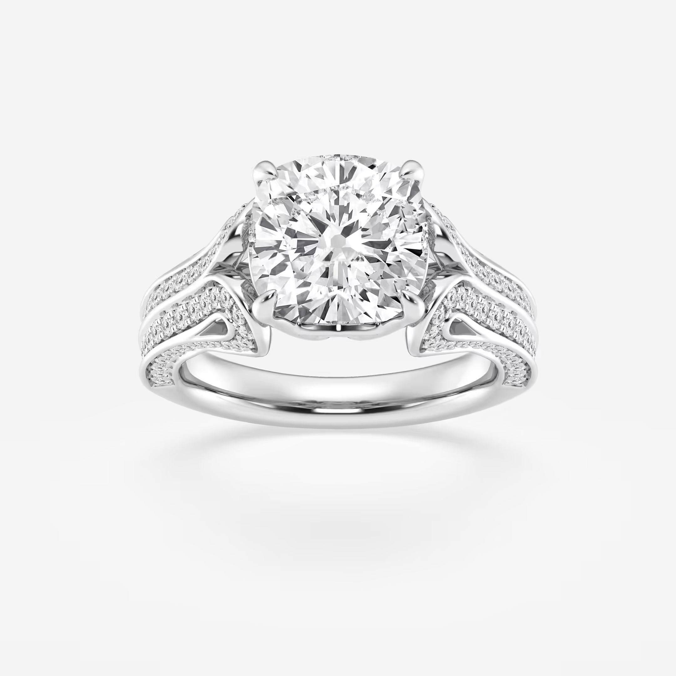 Antheia Cushion Lab-Grown Old Mine Cut Milgrain Floral Shank Engagement Ring