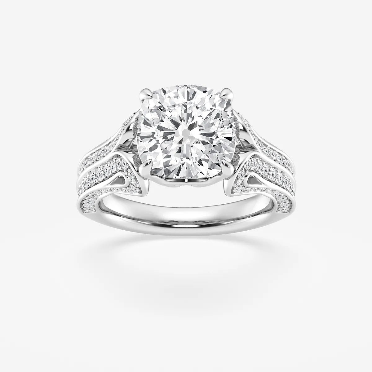 Antheia Cushion Lab-Grown Old Mine Cut Milgrain Floral Shank Engagement Ring