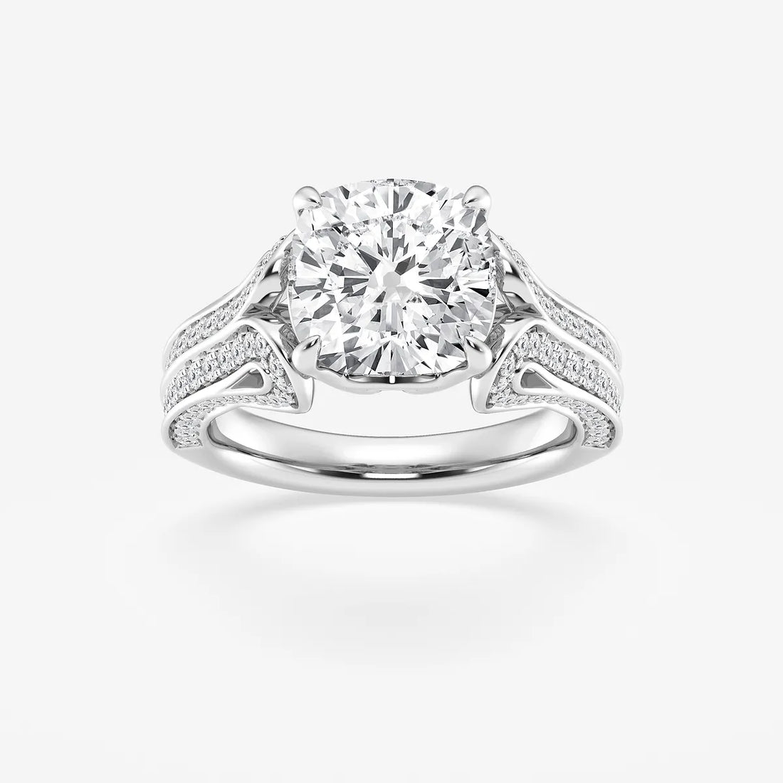 Antheia Cushion Lab-Grown Old Mine Cut Milgrain Floral Shank Engagement Ring