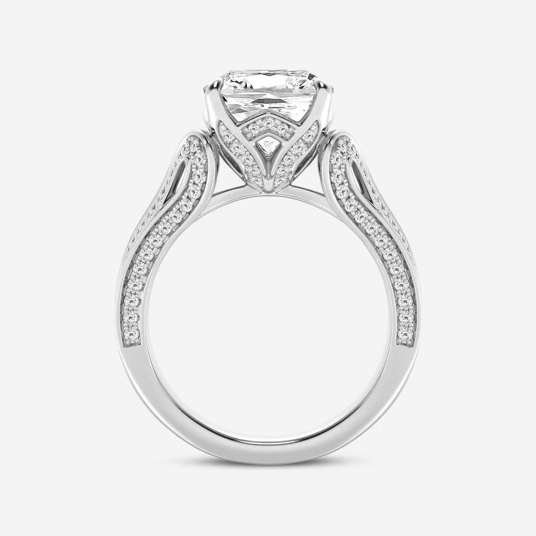 Antheia Cushion Lab-Grown Old Mine Cut Milgrain Floral Shank Engagement Ring