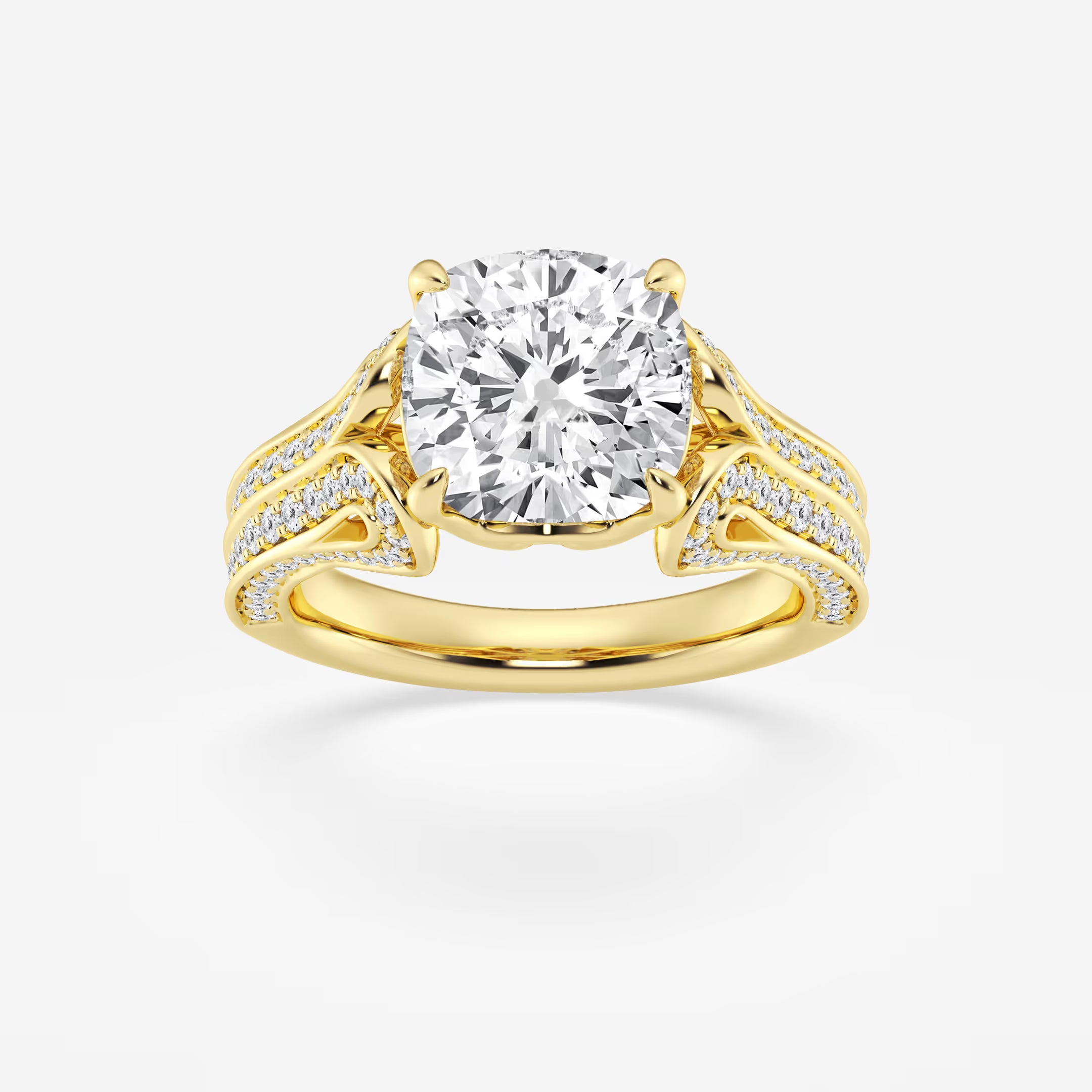 Antheia Cushion Lab-Grown Old Mine Cut Milgrain Floral Shank Engagement Ring