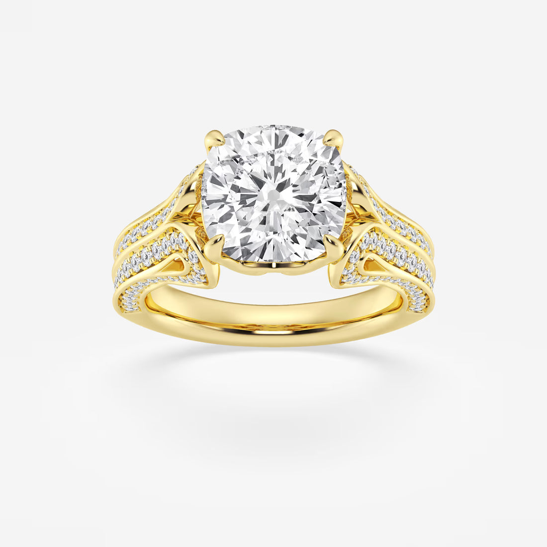 Antheia Cushion Lab-Grown Old Mine Cut Milgrain Floral Shank Engagement Ring