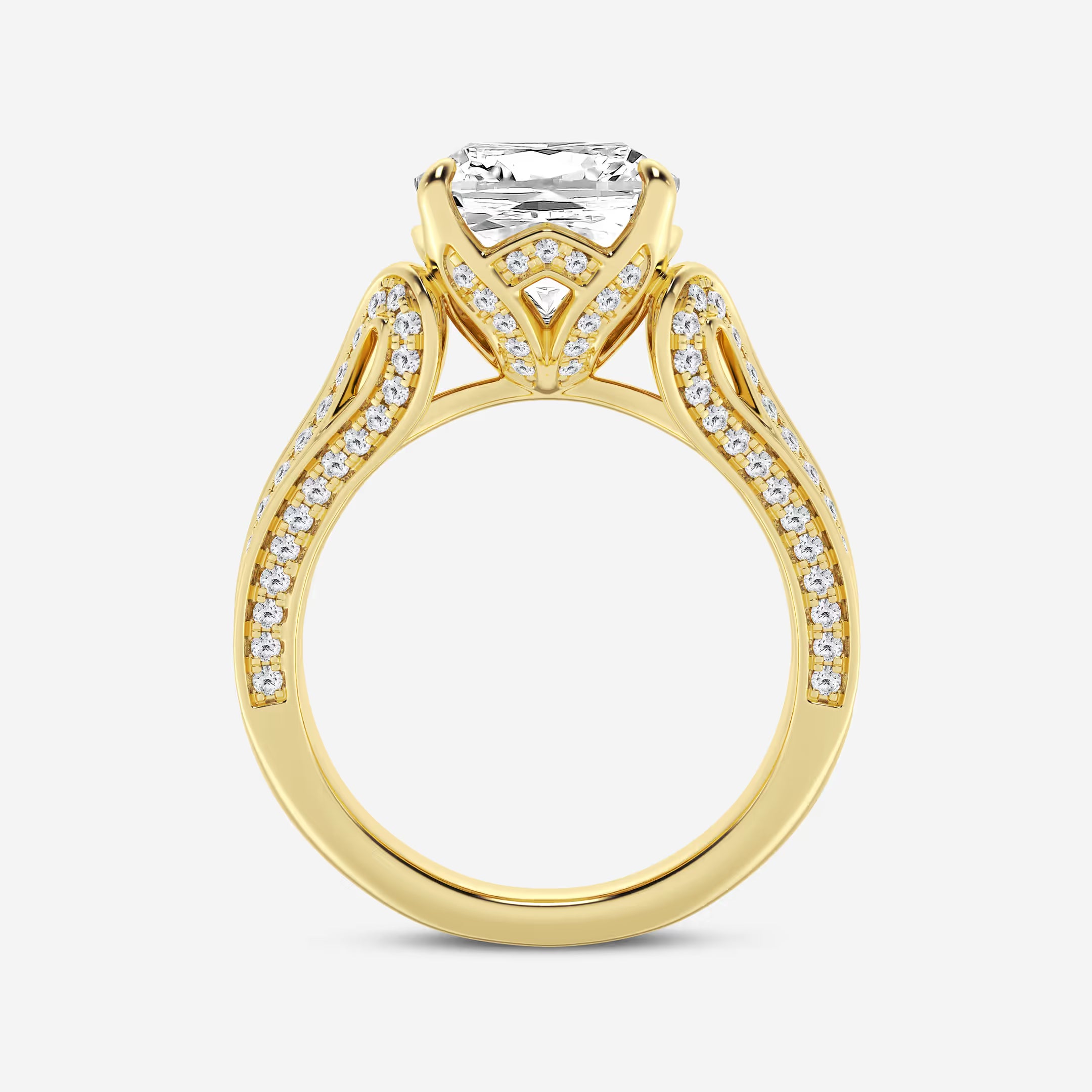 Antheia Cushion Lab-Grown Old Mine Cut Milgrain Floral Shank Engagement Ring