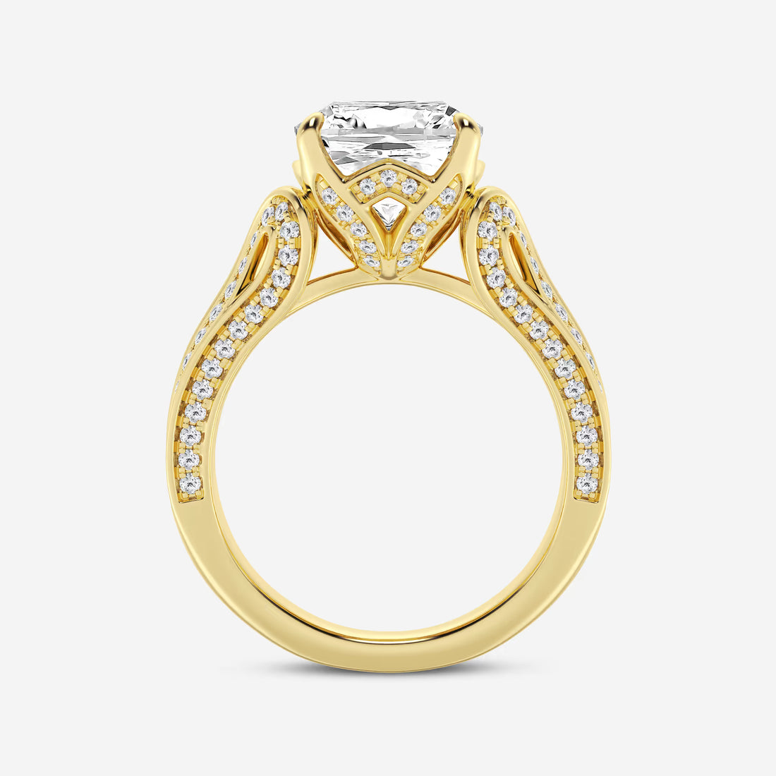 Antheia Cushion Lab-Grown Old Mine Cut Milgrain Floral Shank Engagement Ring