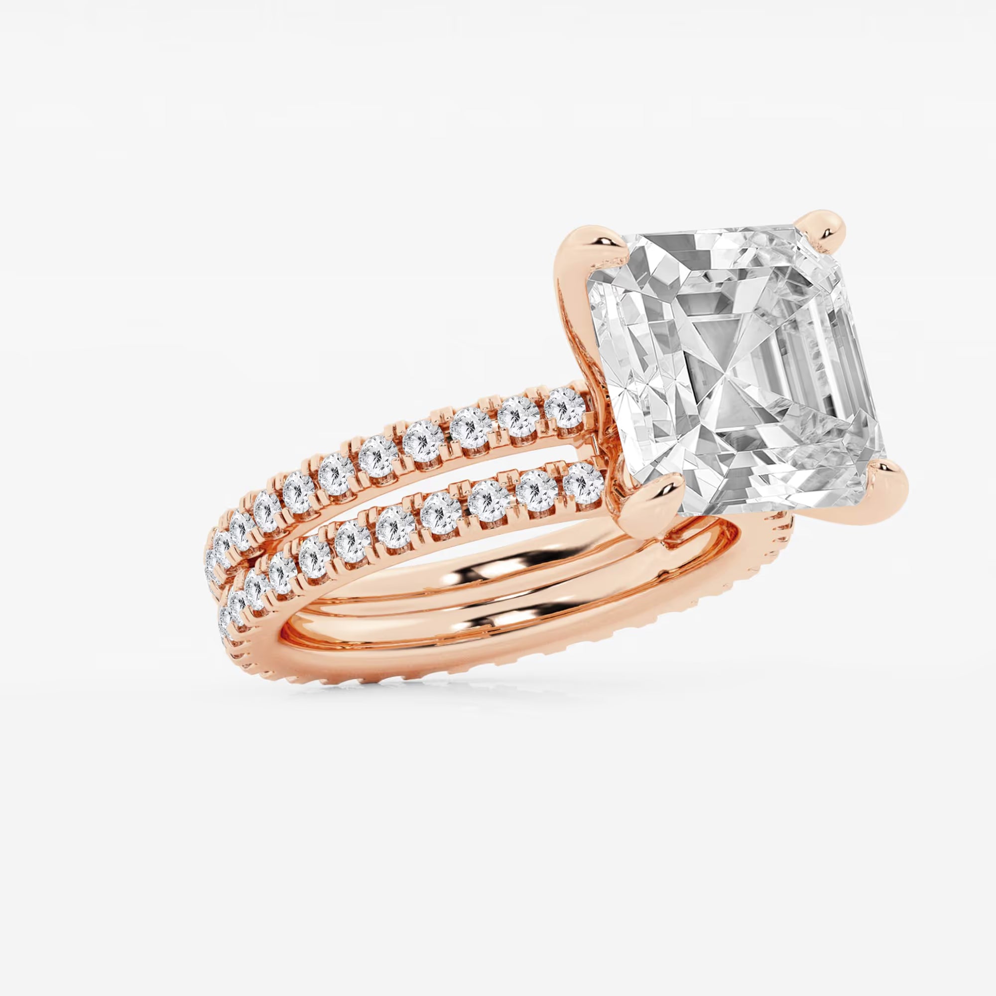 Infinity Luxe Asscher Lab Grown Diamond Split Double Band Engagement Ring