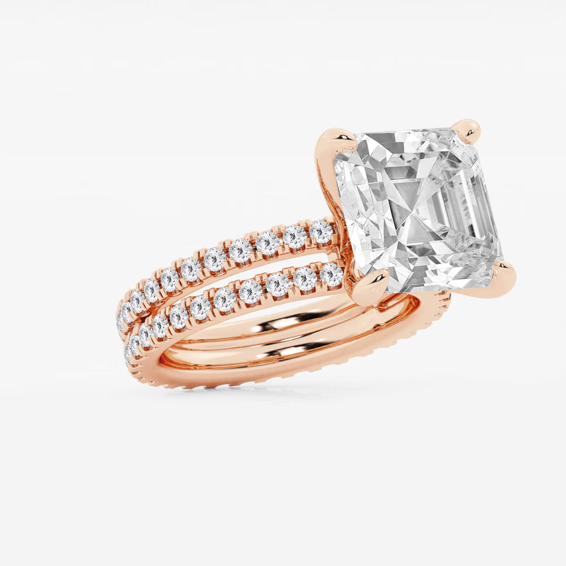 Infinity Luxe Asscher Lab Grown Diamond Split Double Band Engagement Ring