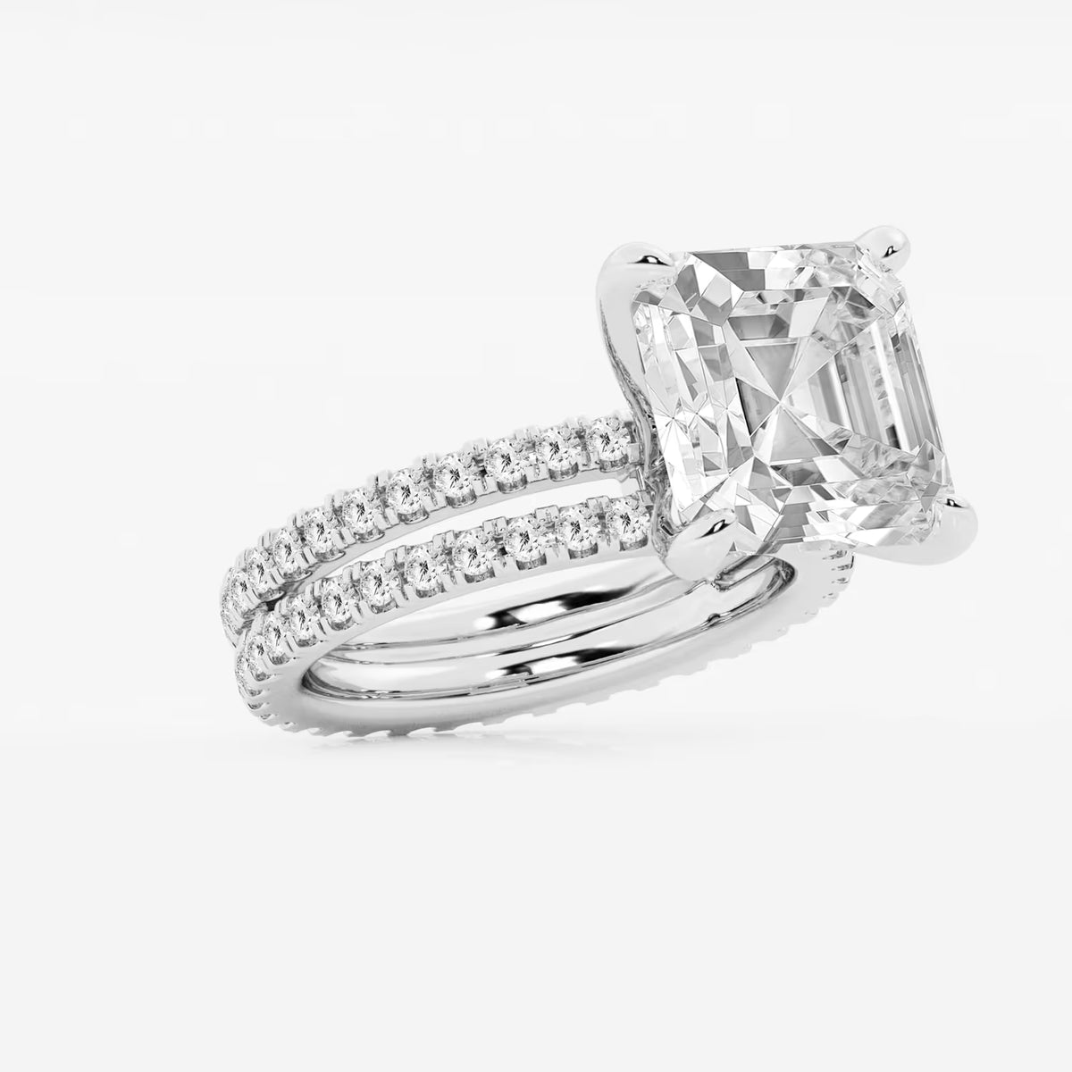 Infinity Luxe Asscher Lab Grown Diamond Split Double Band Engagement Ring