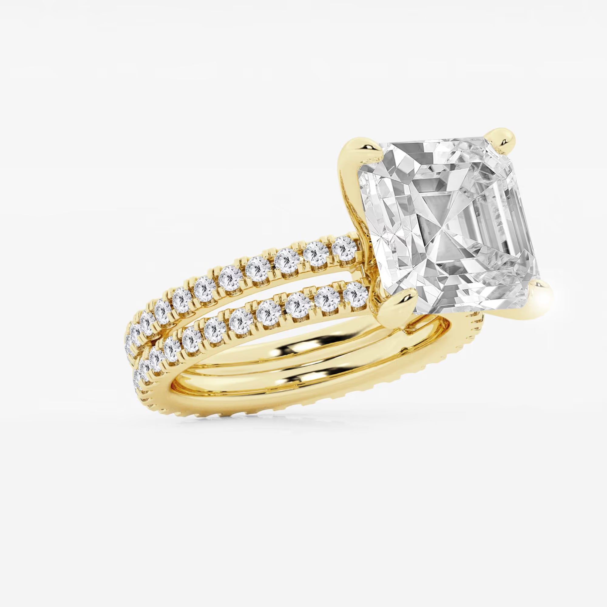 Infinity Luxe Asscher Lab Grown Diamond Split Double Band Engagement Ring