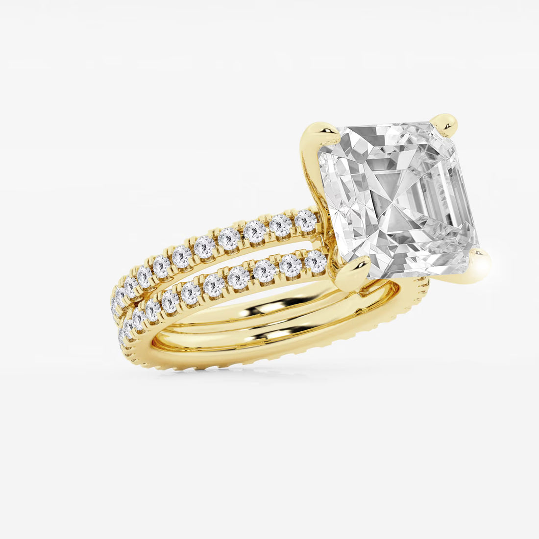 Infinity Luxe Asscher Lab Grown Diamond Split Double Band Engagement Ring