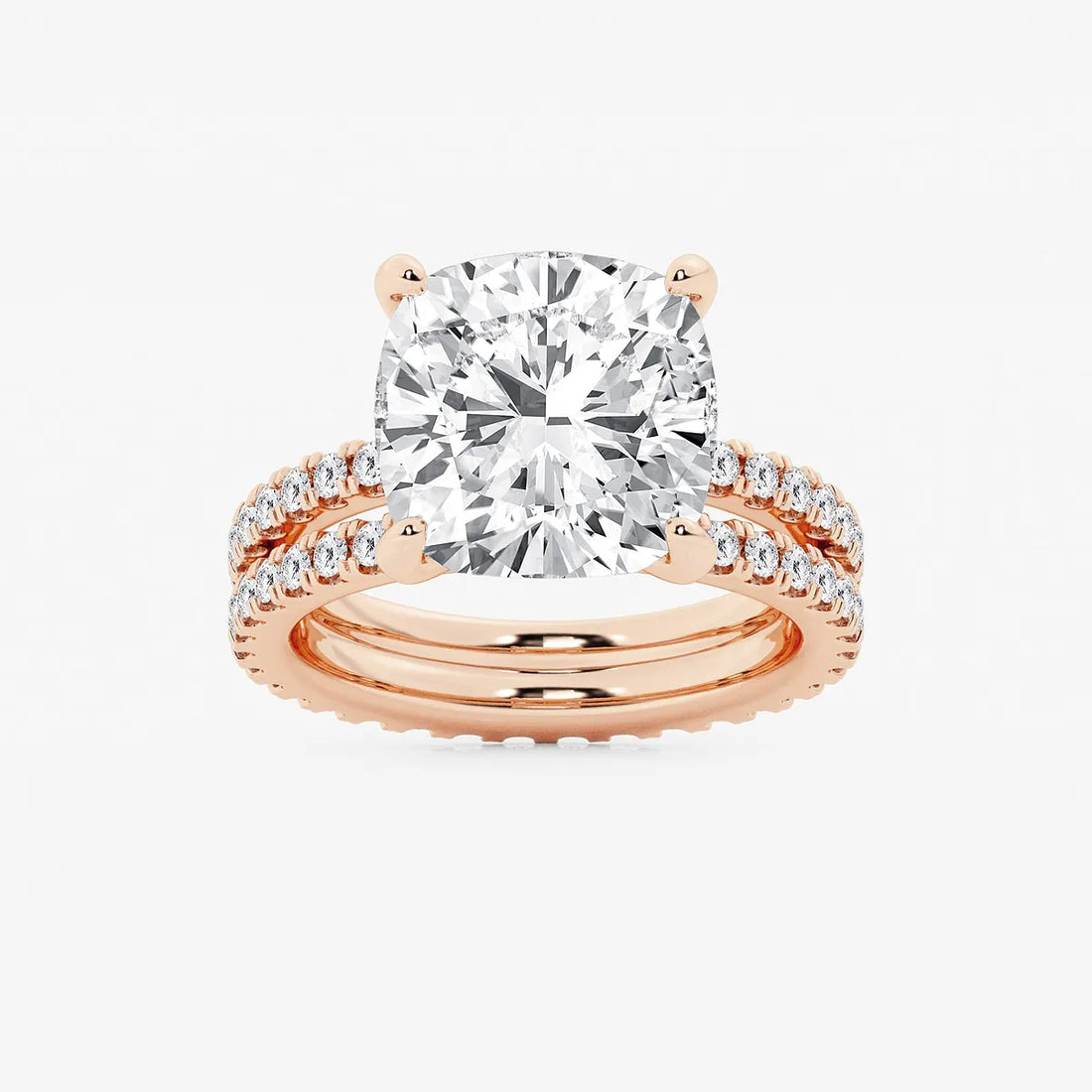 Round Lab Grown Diamond Split Double Band Eternity Engagement Ring