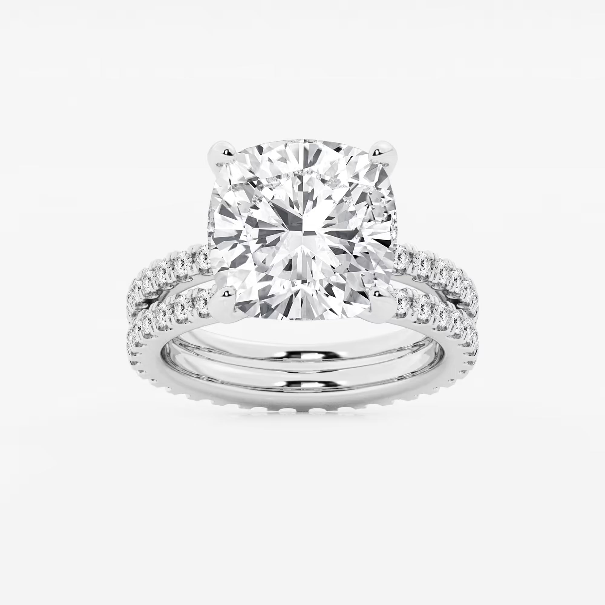 Round Lab Grown Diamond Split Double Band Eternity Engagement Ring